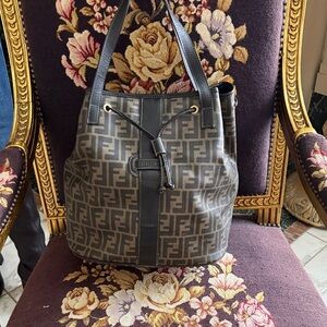 Fendi Black and Brown Monogram Shoulder Bag